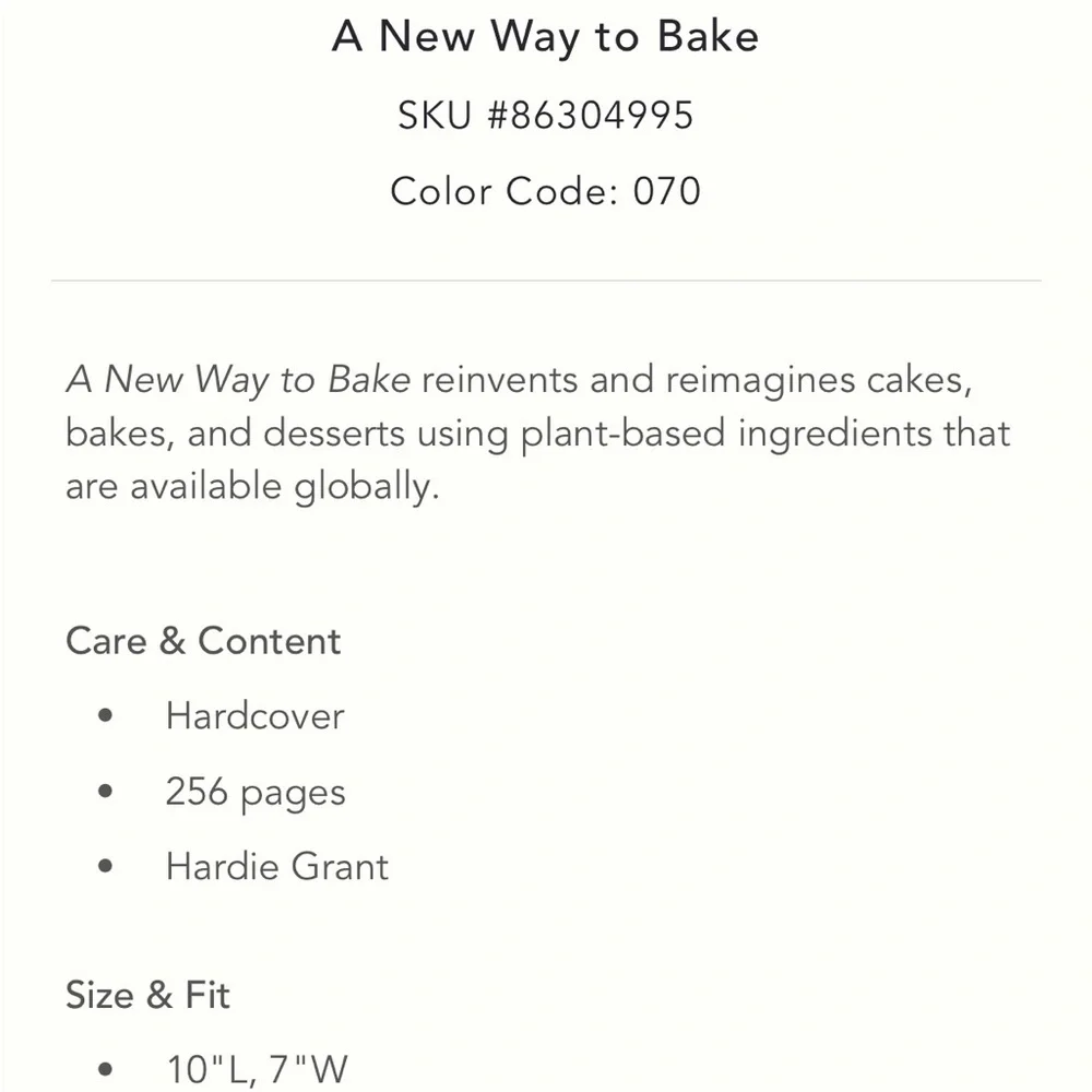 Vegan baking Anthropologie’s “ A New Way to‎ Bake”